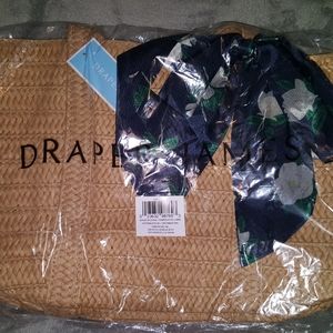 Draper & James Straw Bag w/ Scarf